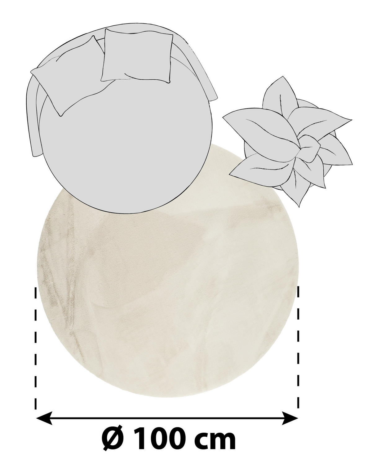 HOCHFLORTEPPICH 100 cm Alice Creme, Beige  - Beige/Creme, KONVENTIONELL, Textil (100cm) - Esprit