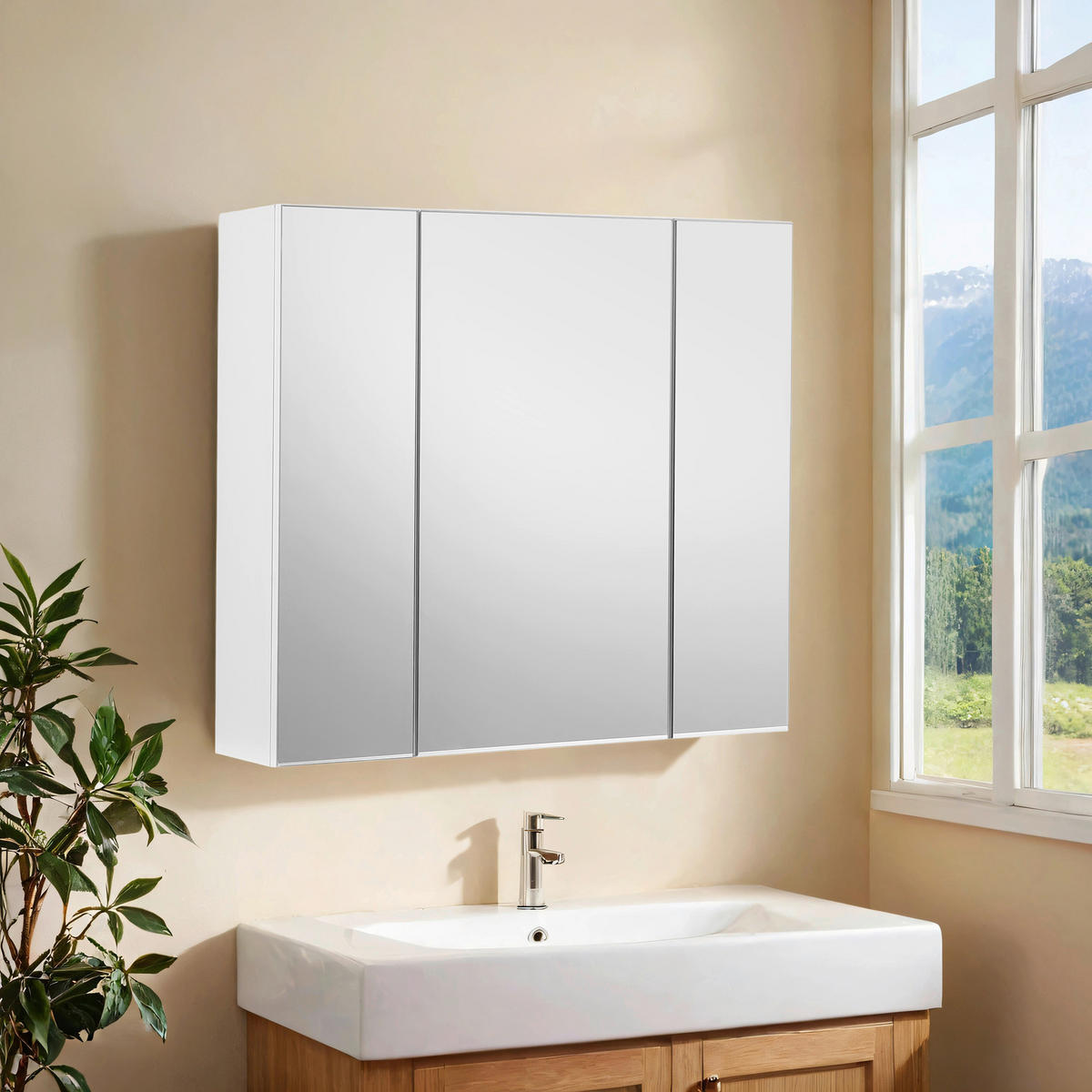 SPIEGELSCHRANK 60/55/15 cm  - Weiß, Trend, Glas/Holzwerkstoff (60/55/15cm) - MID.YOU