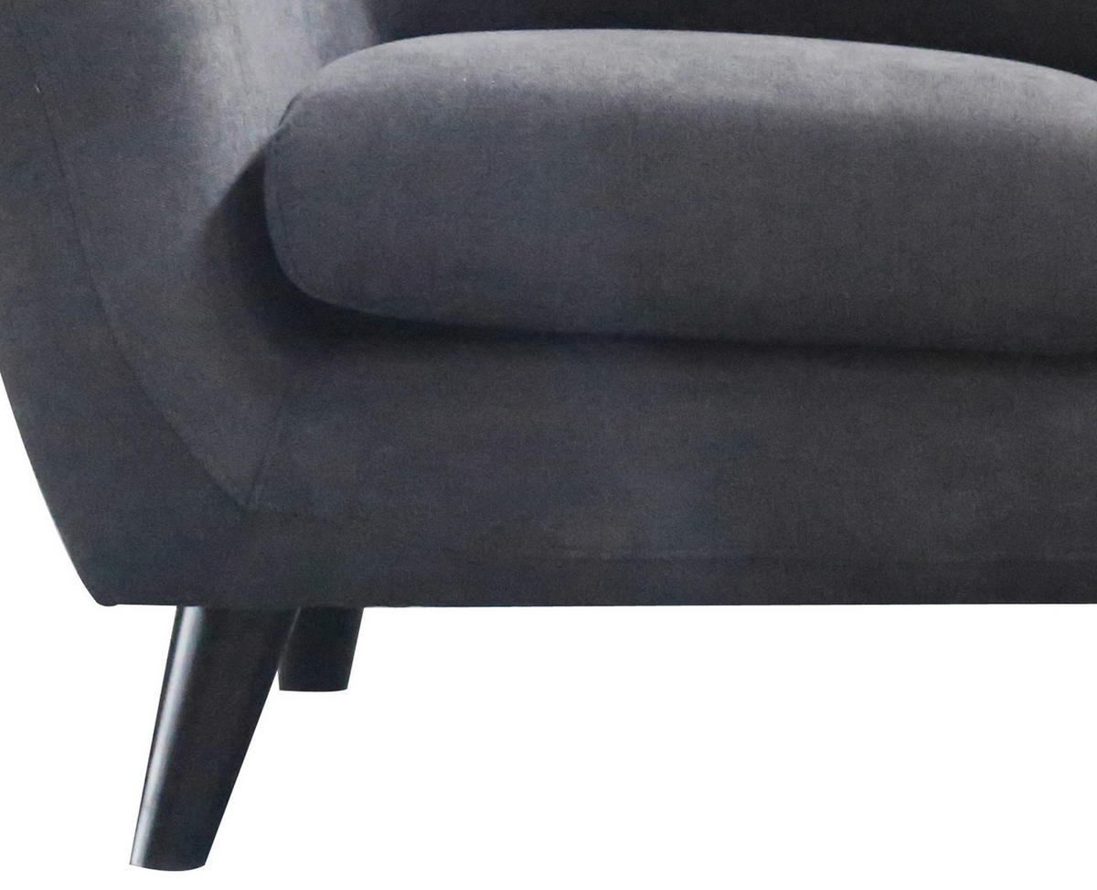 2-SITZER-SOFA in Mikrofaser Schwarz, Dunkelgrau  - Dunkelgrau/Schwarz, MODERN, Holz/Textil (134/82/80,5cm) - Luca Bessoni