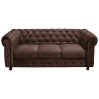 CHESTERFIELD-SOFA in Samt Braun  - Wengefarben/Braun, Basics, Holz/Textil (205/80/90cm) - P & B