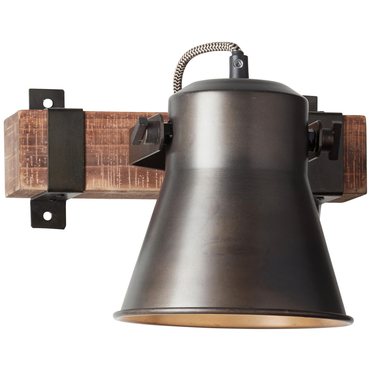 WANDLEUCHTE - Schwarz, Design, Holz/Metall (24/25cm) - Brilliant