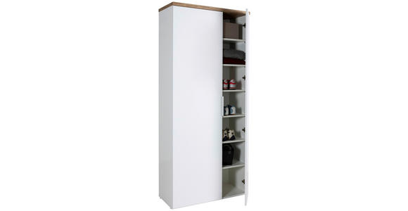 GARDEROBENSCHRANK 82,3/189,1/35,2 cm - Eichefarben/Weiß Hochglanz, MODERN, Holzwerkstoff/Kunststoff (82,3/189,1/35,2cm) - Carryhome