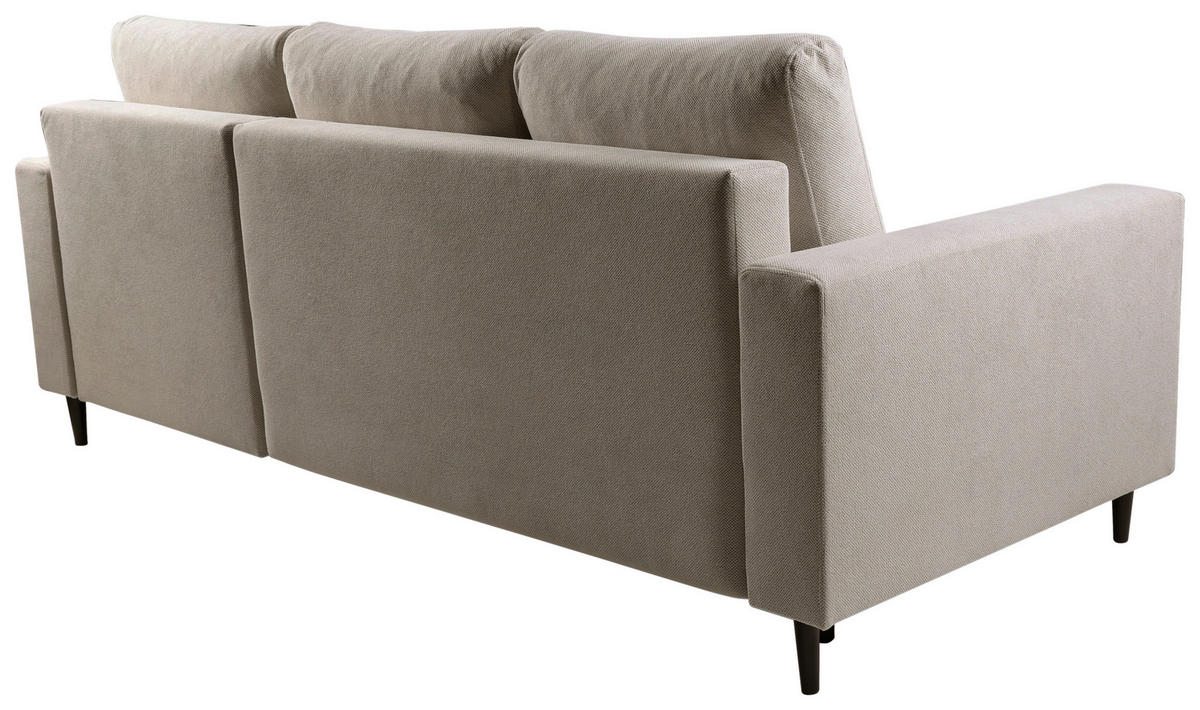 ECKSOFA in Struktur Hellbraun  - Hellbraun/Schwarz, Modern, Holz/Kunststoff (230/145cm) - MID.YOU