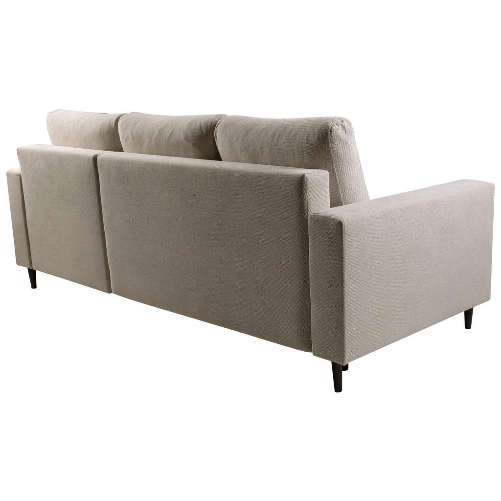 Thumbnail - Mid.you Ecksofa, Hellbraun, Textil, Buche, Hartholz, 3-Sitzer, Füllung: Polyurethan (Pur), Silikon, Ottomane rechts, L-F...