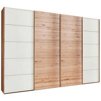 SCHWEBETÜRENSCHRANK  in Weiß, Buchefarben  - Buchefarben/Weiß, Natur, Glas/Holz (330/236/67cm) - Linea Natura