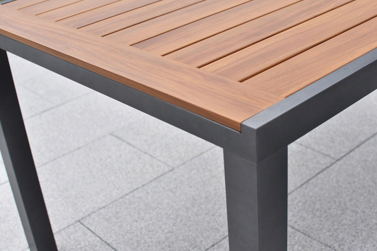 GARTENTISCHGRUPPE  - Graphitfarben/Naturfarben, KONVENTIONELL, Metall - Gardenson