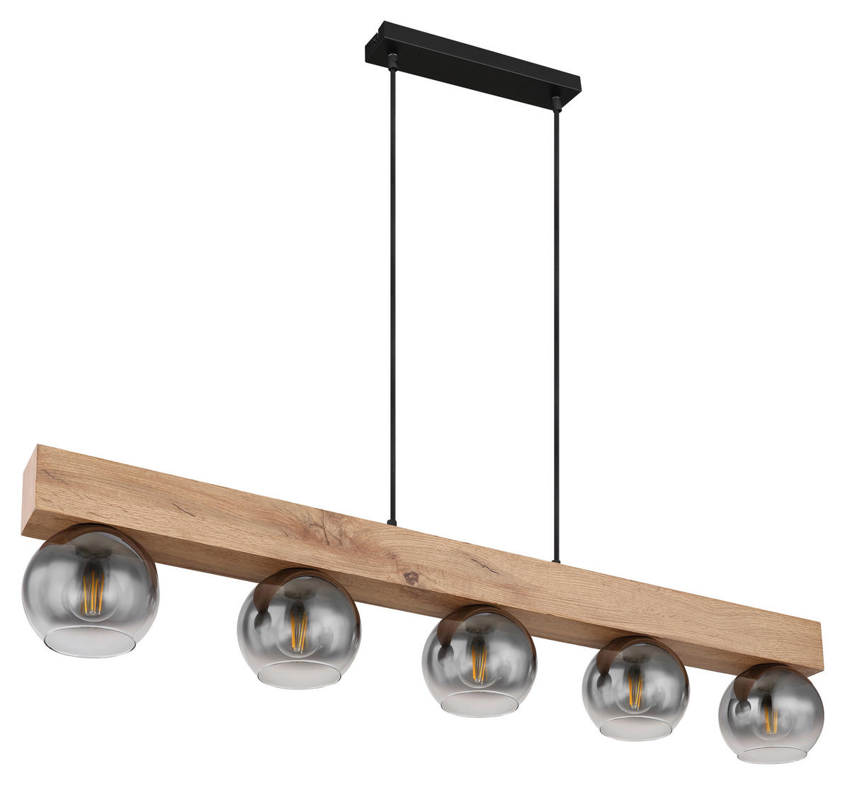 HÄNGELEUCHTE Moitas 115/15/120 cm   - Schwarz/Naturfarben, Natur, Glas/Holzwerkstoff (115/15/120cm) - Globo