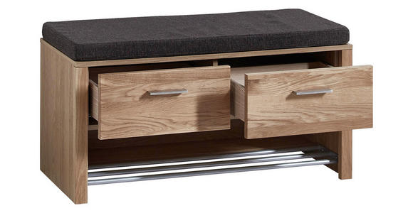 GARDEROBENBANK 93/48/38 cm - Edelstahlfarben/Eichefarben, Natur, Holz/Holzwerkstoff (93/48/38cm) - Voleo