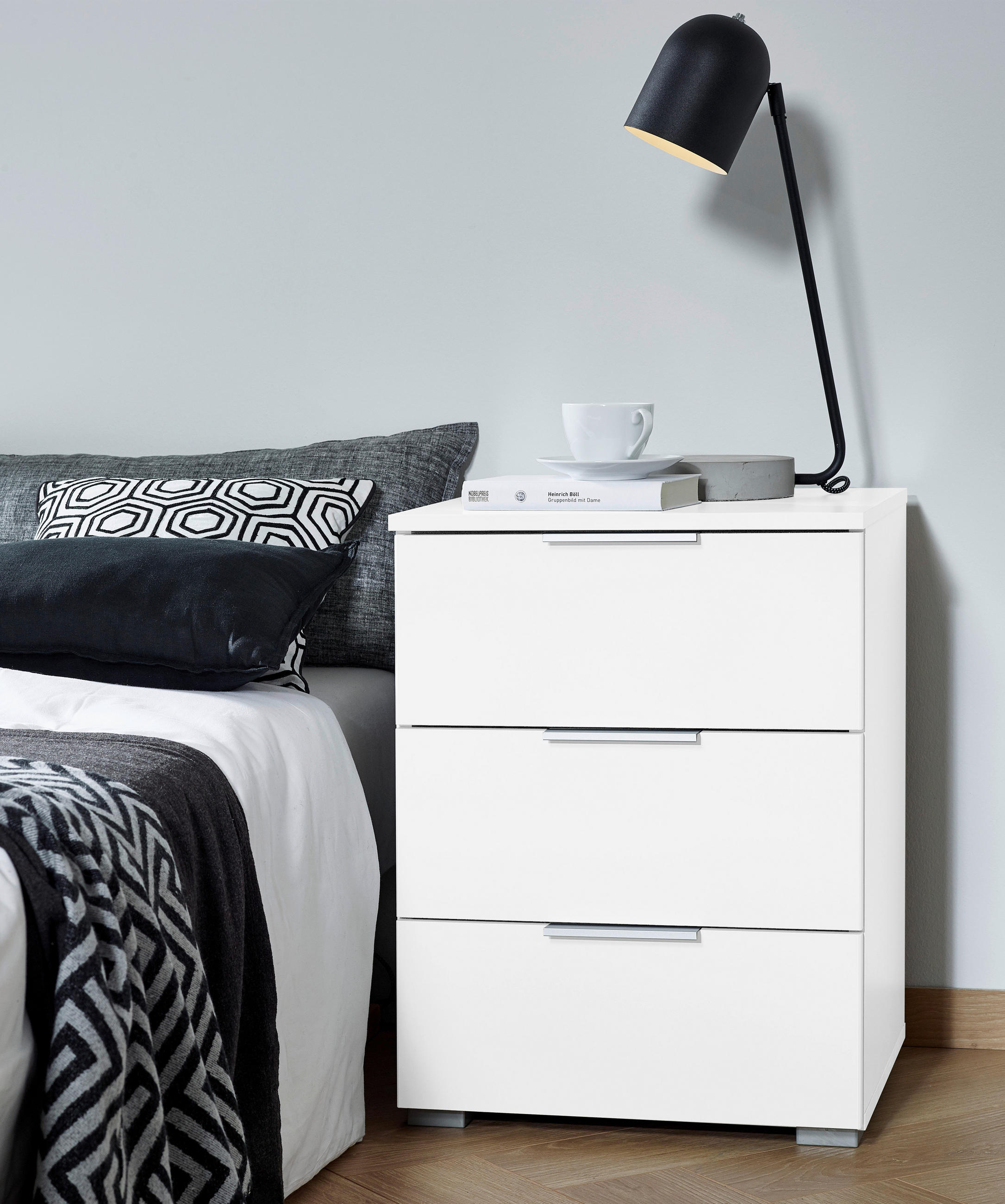NACHTKÄSTCHEN  in Weiß  - Alufarben/Weiß, MODERN, Holzwerkstoff (47/62/42cm) - Rauch Möbel