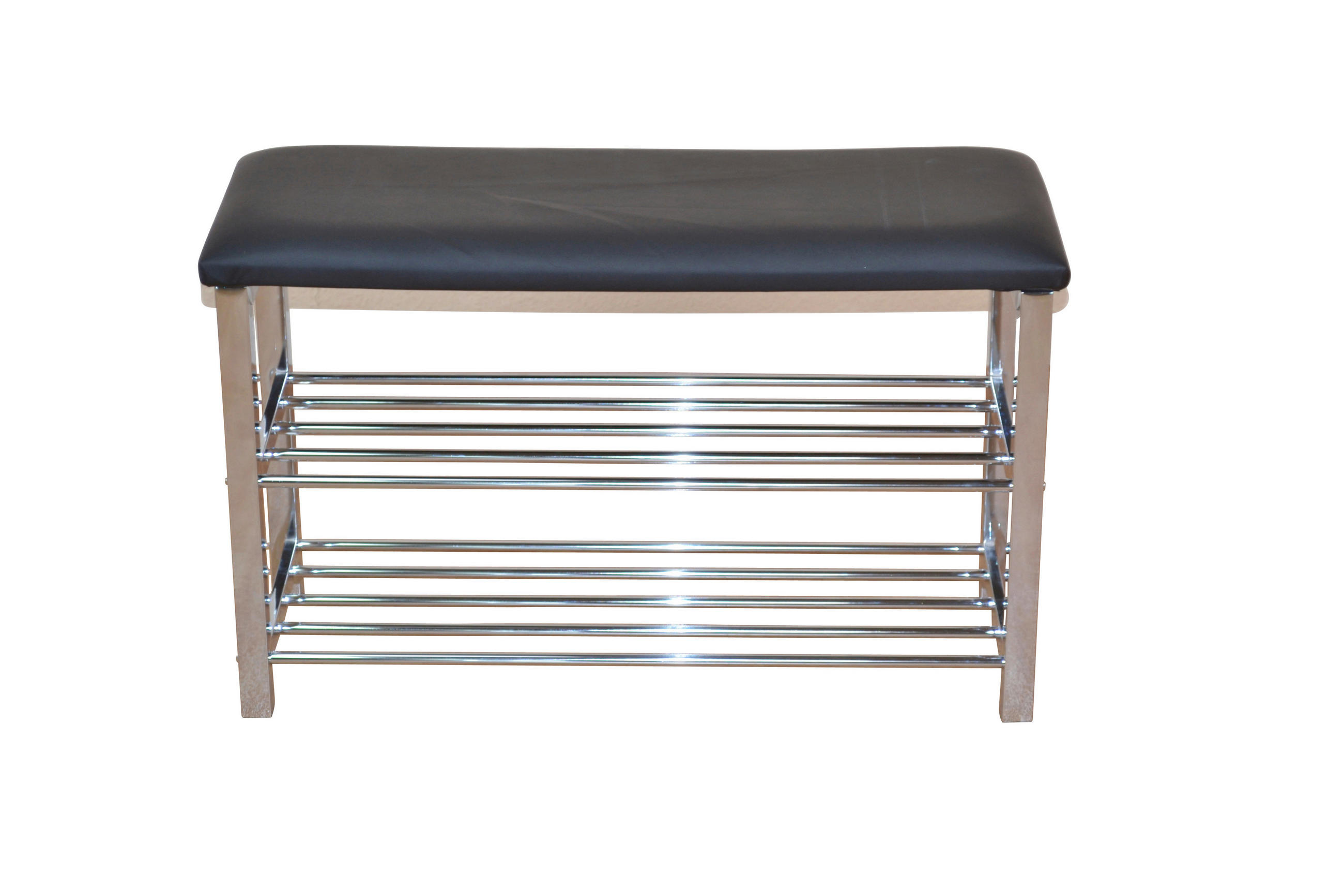 SCHUHBANK  in 57/50/30 cm  - Chromfarben/Schwarz, Design, Textil/Metall (57/50/30cm) - MID.YOU