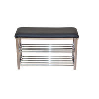 SCHUHBANK  in 80/50/30 cm  - Chromfarben/Schwarz, Design, Textil/Metall (80/50/30cm) - MID.YOU