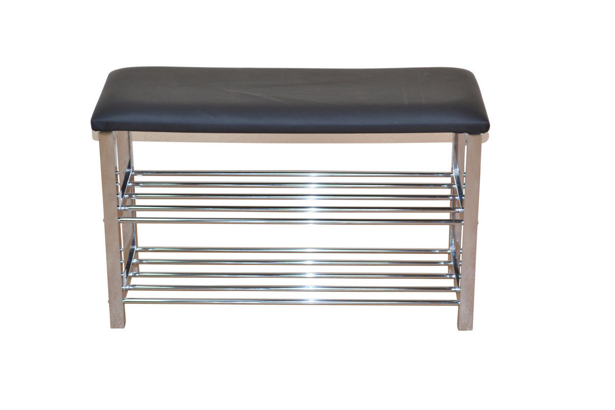 SCHUHBANK  in 80/50/30 cm  - Chromfarben/Schwarz, Design, Textil/Metall (80/50/30cm) - MID.YOU