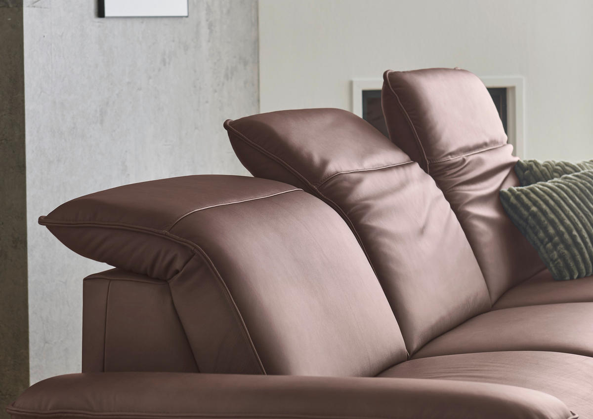ECKSOFA Echtleder Rotbraun  - Rotbraun/Schwarz, Design, Leder/Metall (169/307cm) - Beldomo Premium
