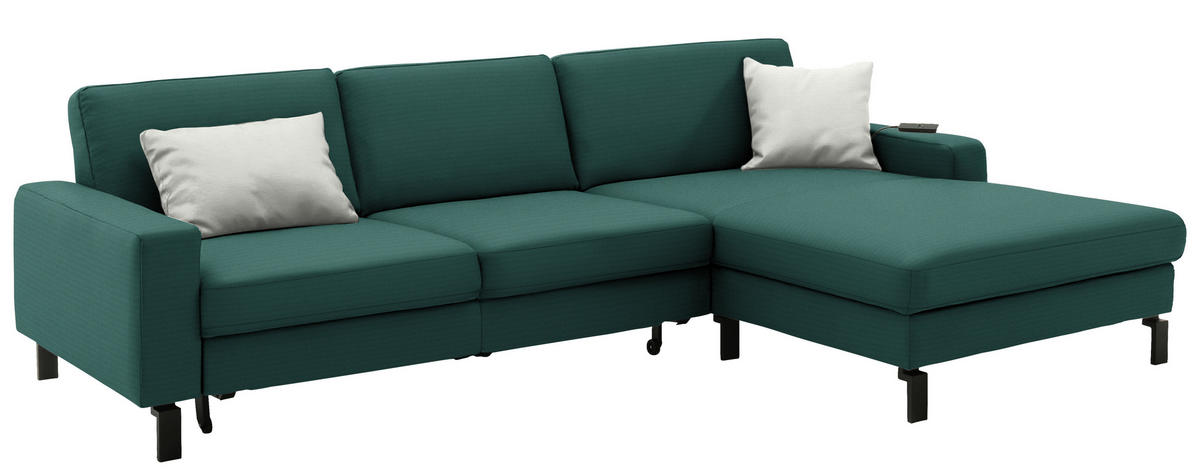 ECKSOFA Cord Waldgrün  - Waldgrün/Schwarz, Design, Textil/Metall (298/185cm) - Pure Home Lifestyle