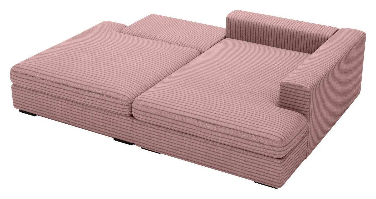 ECKSOFA in Cord Rosa  - Schwarz/Rosa, Design, Kunststoff/Textil (223/158cm) - Lomoco