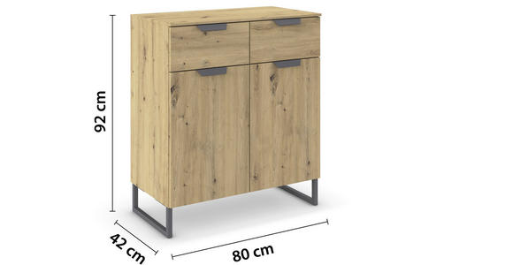 KOMMODE  in 80/81/42 cm  - Dunkelgrau/Eiche Artisan, Design, Holzwerkstoff/Metall (80/81/42cm) - Carryhome