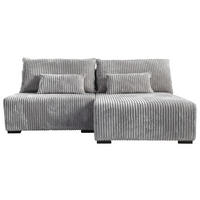 ECKSOFA in Cord Hellgrau  - Hellgrau/Schwarz, Modern, Holz/Textil (210/145cm) - MID.YOU