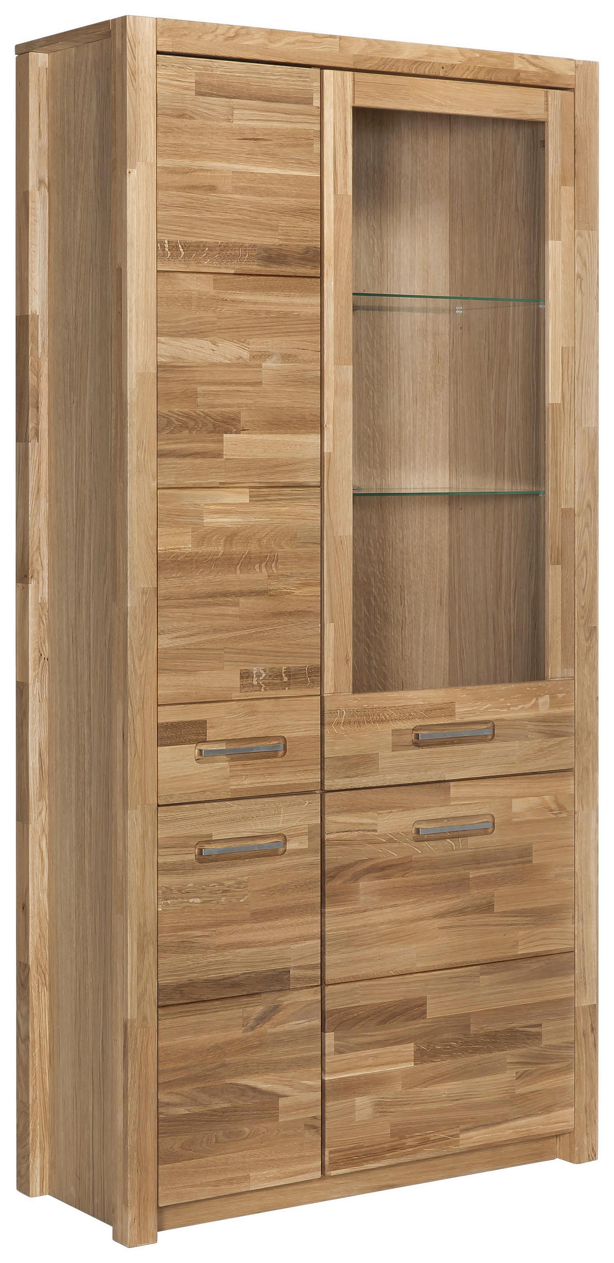 Vitrine in furniert, massiv Wildeiche Eichefarben