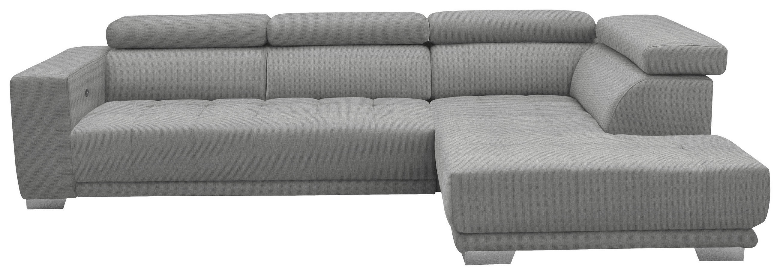 ECKSOFA in Mikrofaser Hellgrau  - Chromfarben/Hellgrau, Design, Textil/Metall (301/207cm) - Xora
