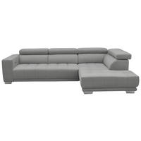 ECKSOFA in Mikrofaser Hellgrau  - Chromfarben/Hellgrau, Design, Textil/Metall (301/207cm) - Xora