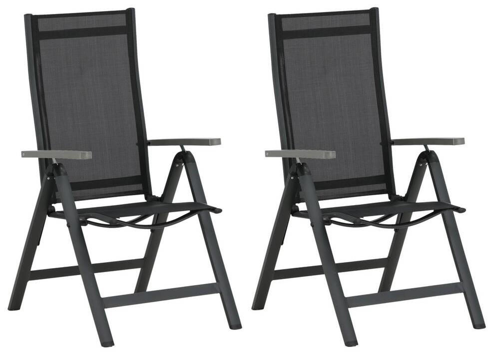 Gardenson Gartenklappsessel-Set Schwarz 59x109.5x67 cm