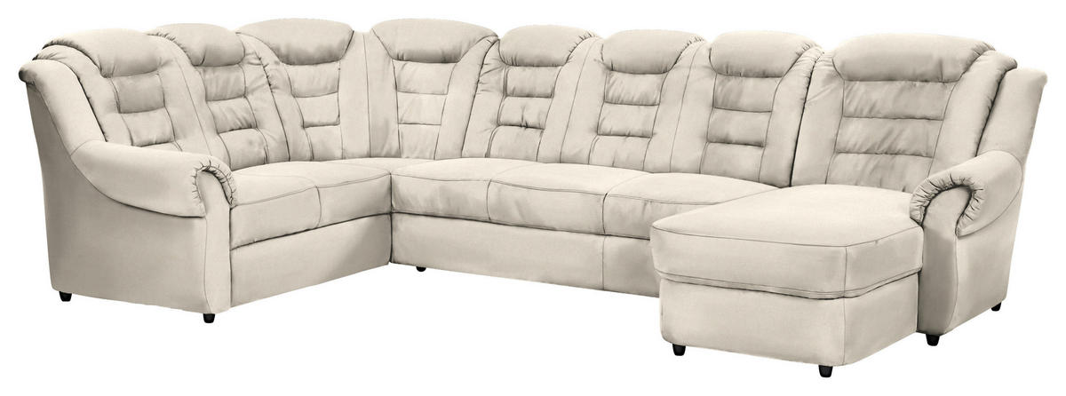 WOHNLANDSCHAFT in Chenille Creme  - Creme/Schwarz, Konventionell, Kunststoff/Textil (216/333/165cm) - Livetastic
