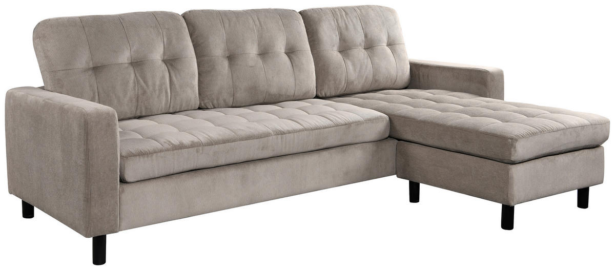 ECKSOFA ARDEN Hellgrau Struktur Rückenkissen  - Hellgrau/Schwarz, Design, Kunststoff/Textil (231/153cm) - MID.YOU