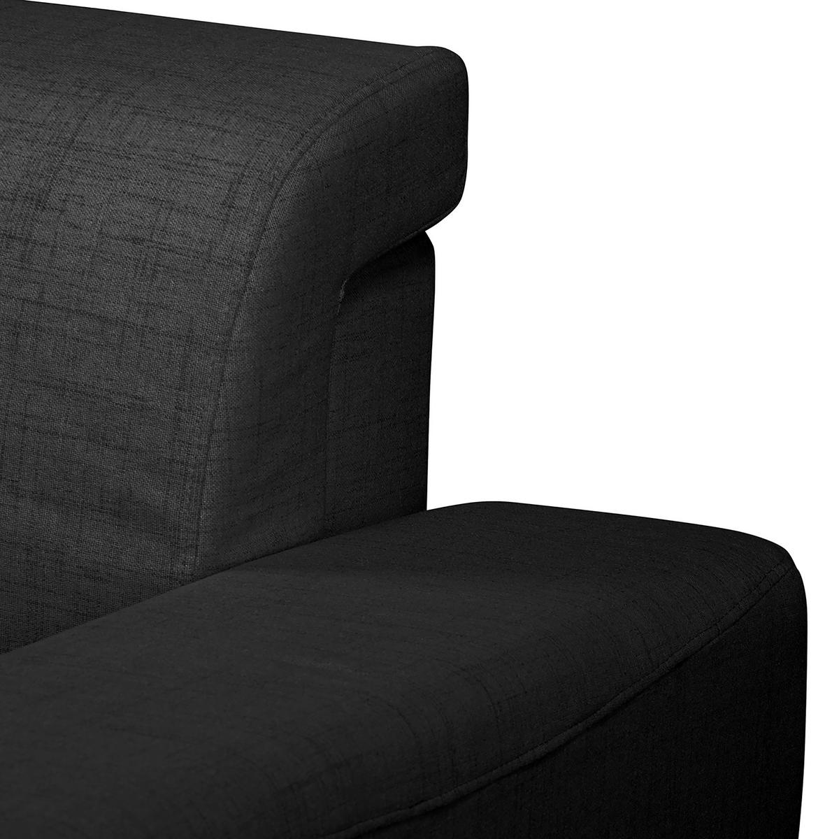 ECKSOFA Bella Schwarz Textilgeflecht  - Wengefarben/Schwarz, Design, Holz/Textil (257/174cm) - Livetastic