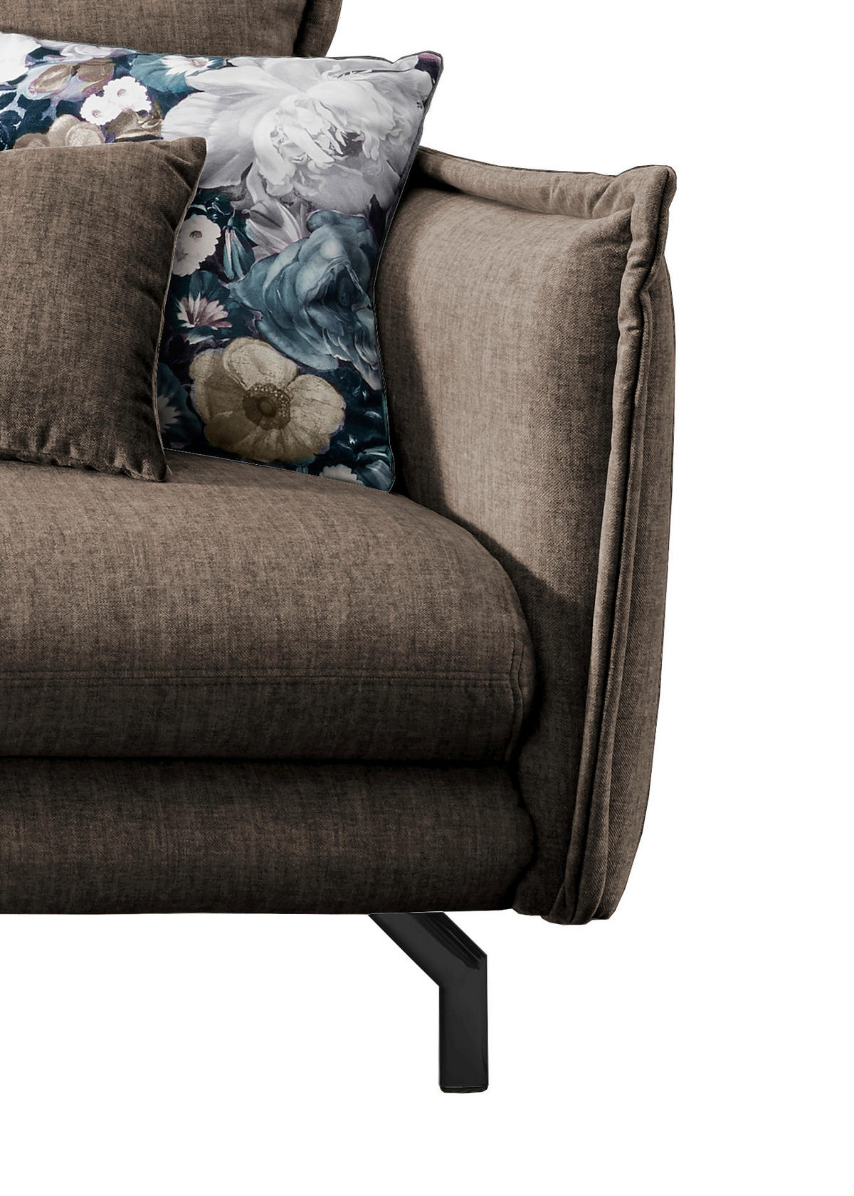 ECKSOFA in Velours Braun  - Türkis/Schwarz, Modern, Textil/Metall (180/255cm) - Livetastic