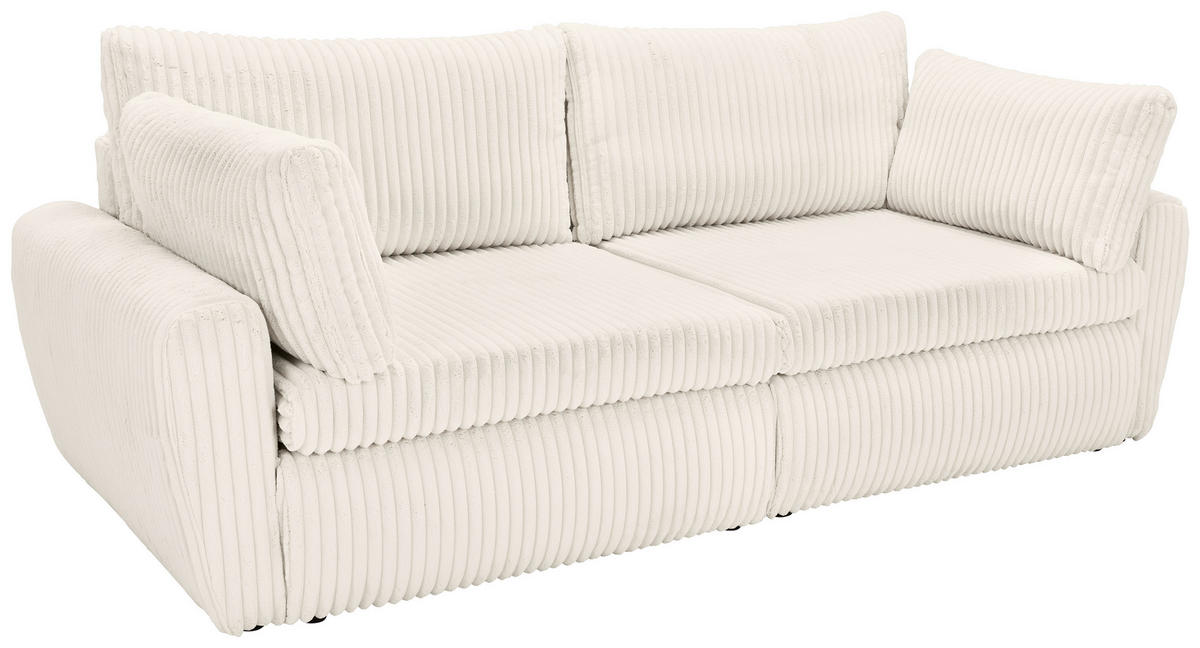 SCHLAFSOFA in Cord, Plüsch Weiss  - Weiss/Schwarz, Modern, Kunststoff/Textil (240/90/120cm) - Carryhome