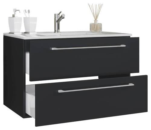 WASCHTISCHKOMBI 81 cm - Alufarben/Schwarz, MODERN, Keramik/Holzwerkstoff (81cm) - MID.YOU