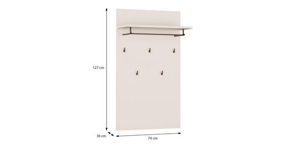 GARDEROBENPANEEL  in 74/127/30,7 cm  - Sandfarben/Grau, MODERN, Holzwerkstoff/Metall (74/127/30,7cm) - Carryhome