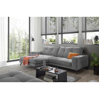 ECKSOFA ROCKPORT in Webstoff Grau  171/247 cm  - Schwarz/Grau, Basics, Textil/Metall (171/247cm) - Livetastic