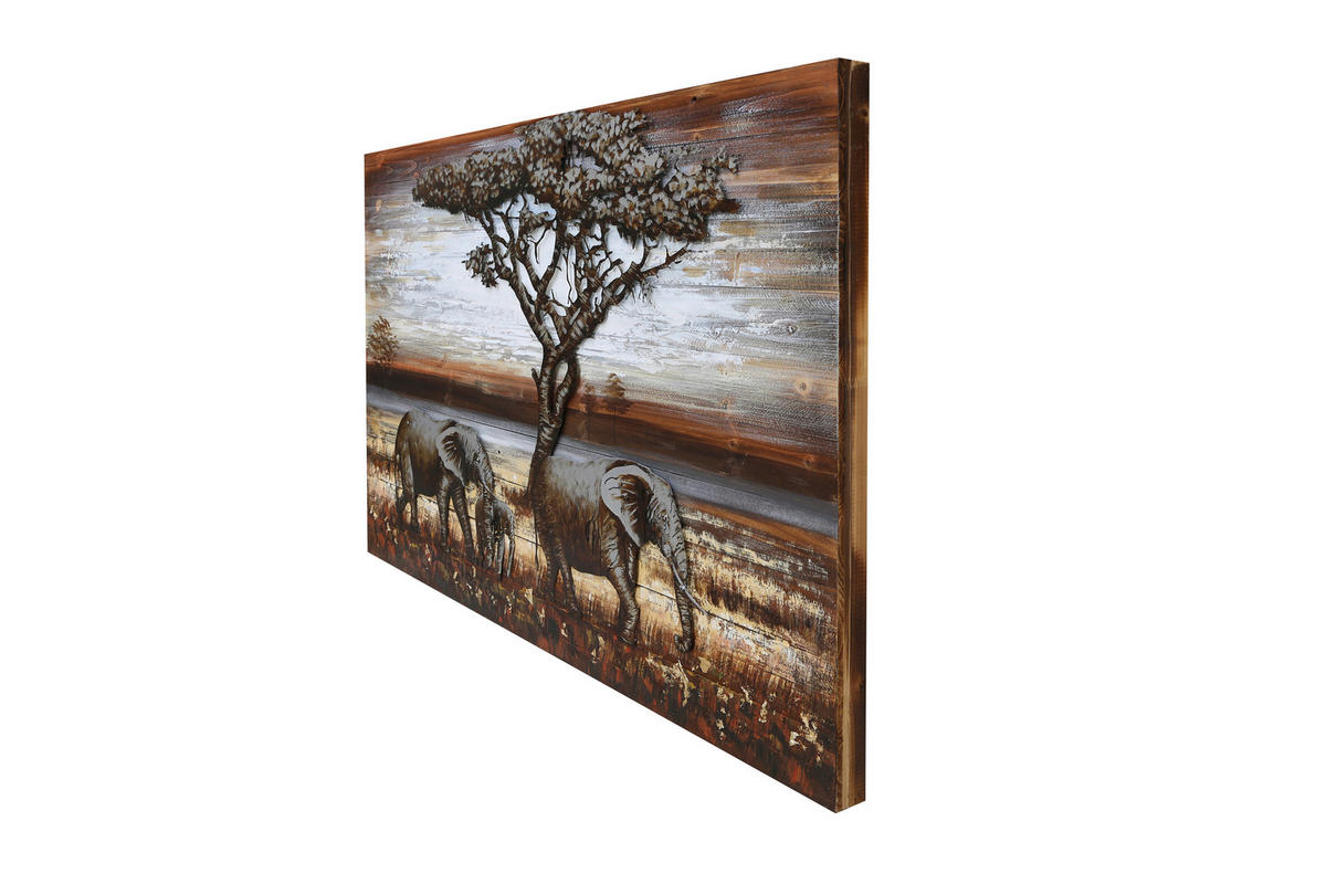 METALLBILD Tiere 120/80 cm  - Multicolor, LIFESTYLE, Holz/Metall (120/80cm) - Monee