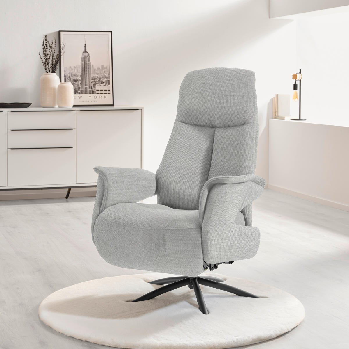 RELAXFÅTÖLJ i textil ljusgrå  - ljusgrå/svart, Design, metall/textil (73/108/86cm) - Livetastic