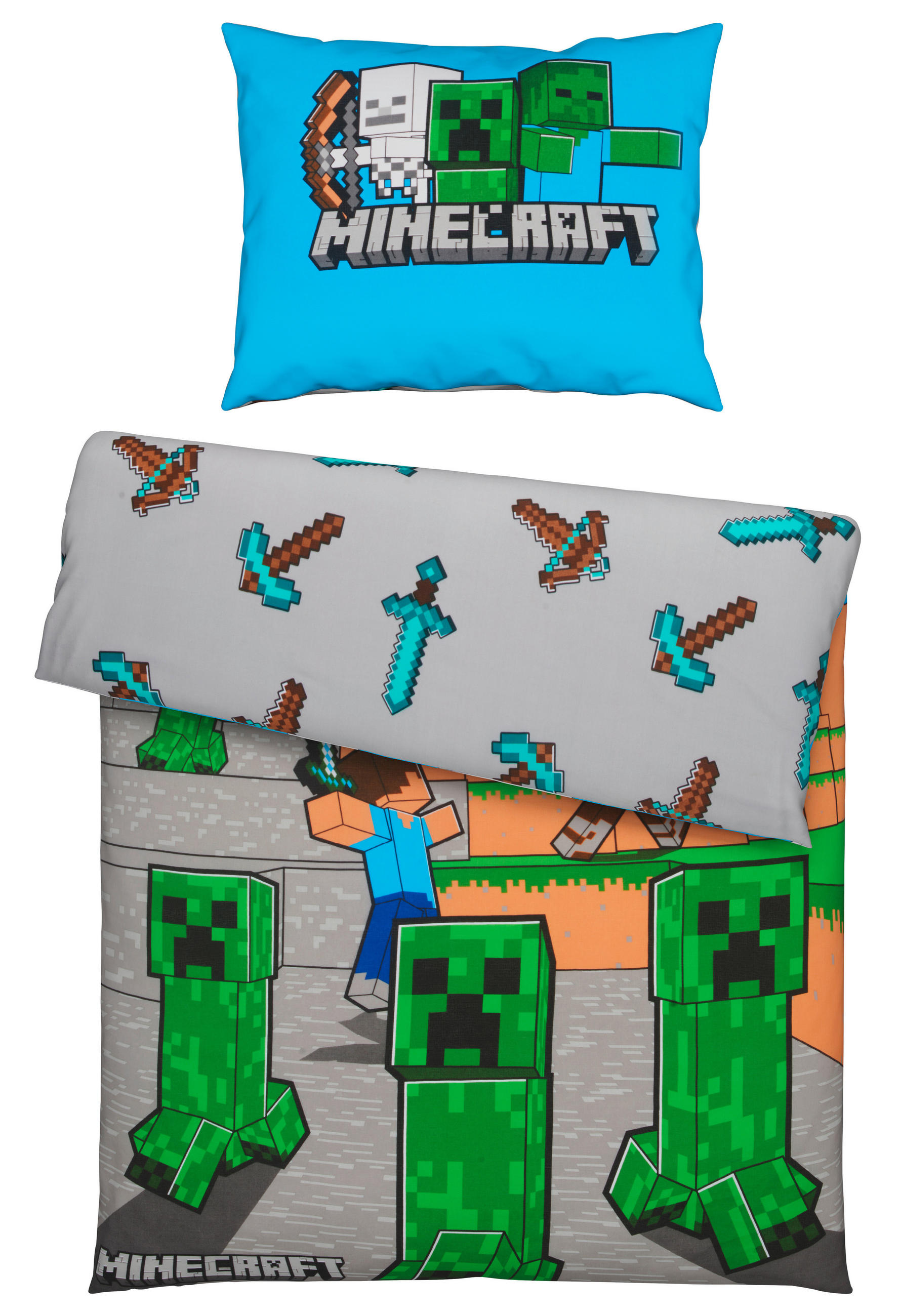 DEČJA POSTELJINA 140/200 cm tekstil višebojna  - višebojna, Konvencionalno, tekstil (140/200cm) - Minecraft