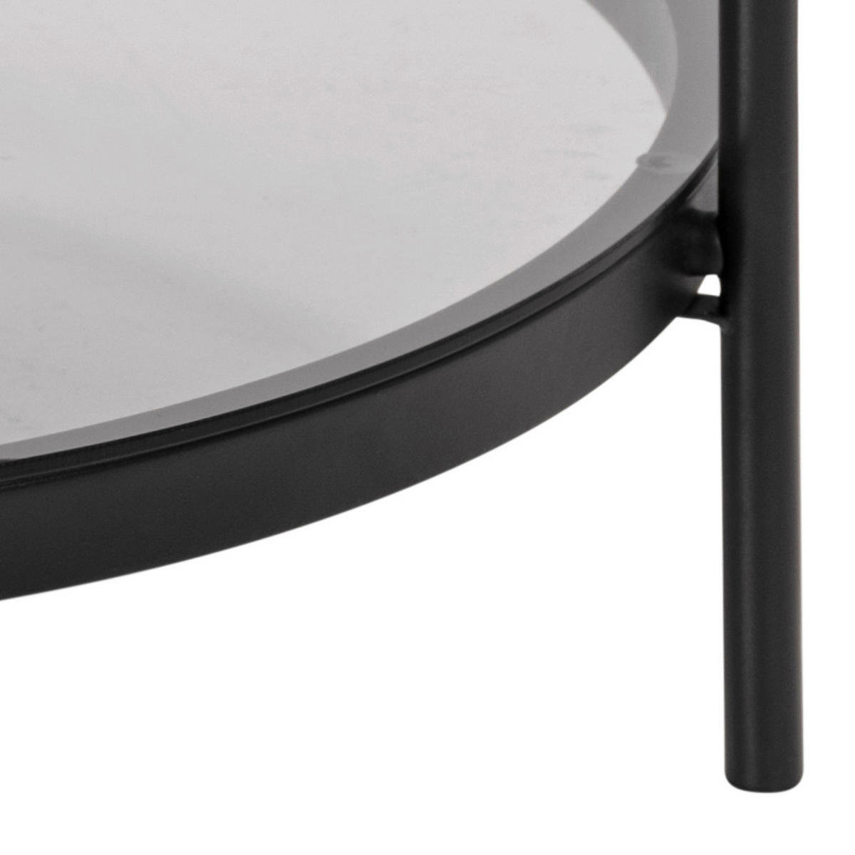 COUCHTISCH Rauchglas 75/75/42 cm rund Schwarz  - Schwarz, KONVENTIONELL, Glas/Metall (75/75/42cm) - MID.YOU