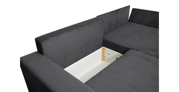 ECKSOFA Anthrazit Cord - Anthrazit/Schwarz, KONVENTIONELL, Kunststoff/Textil (245/153cm) - Carryhome