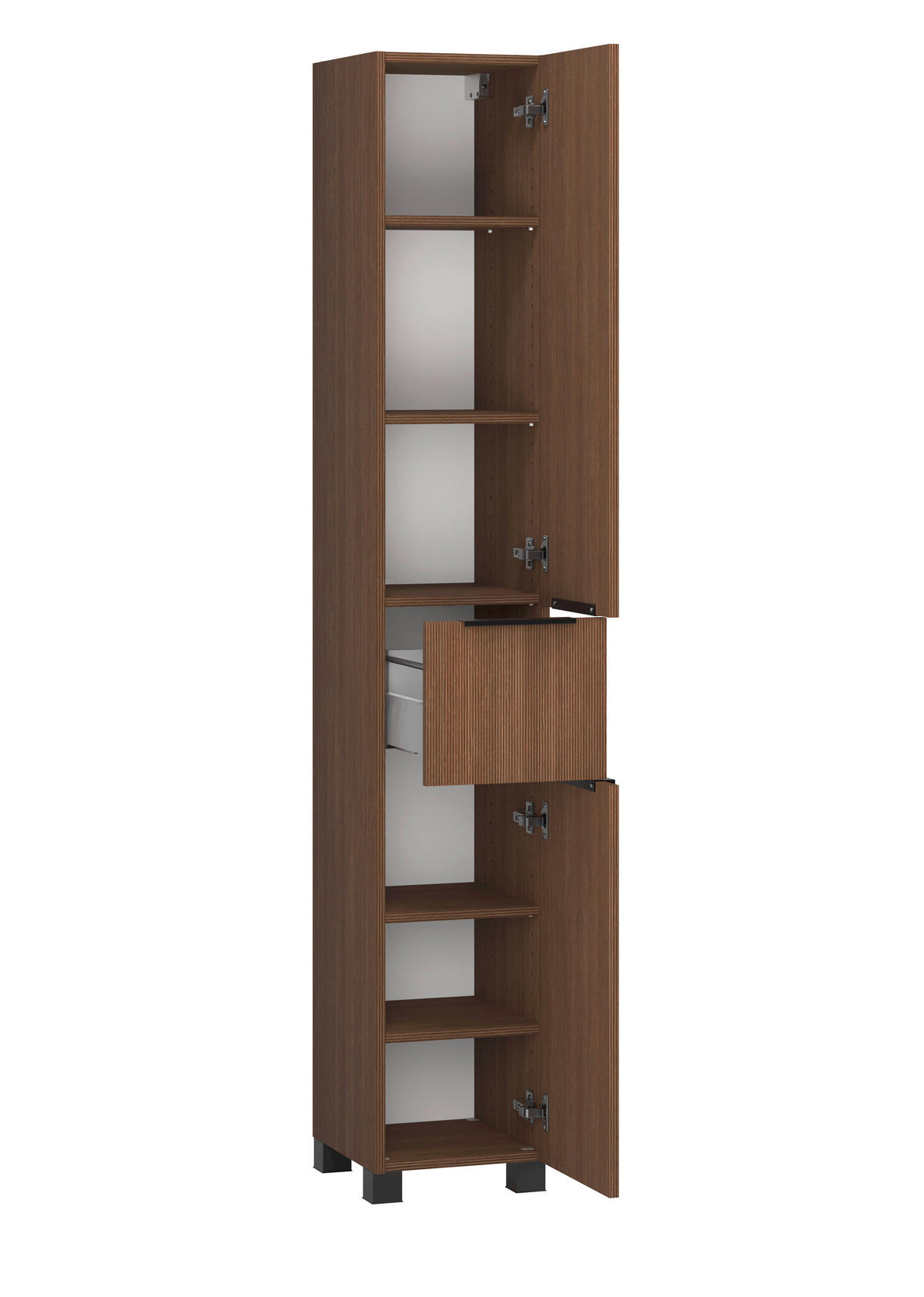 HOCHSCHRANK 30/180/35 cm  - Dunkelbraun/Schwarz, Natur, Holzwerkstoff/Kunststoff (30/180/35cm) - Held