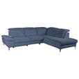 ECKSOFA Blau Webstoff  - Blau/Schwarz, KONVENTIONELL, Textil/Metall (288/225cm) - Carryhome
