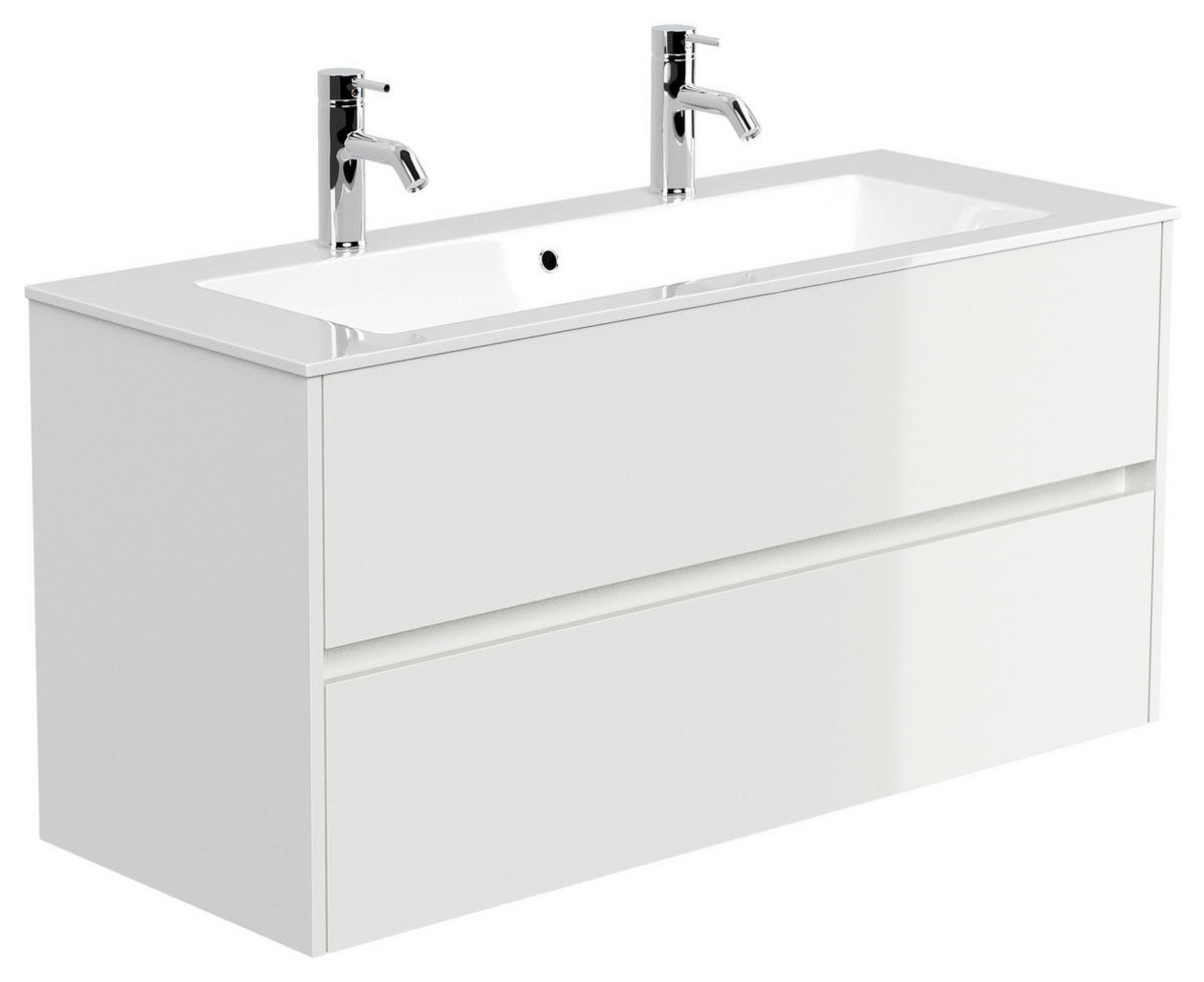 WASCHTISCHKOMBI  - Weiß Hochglanz/Weiß, MODERN, Holzwerkstoff/Stein (120/58,5/46,5cm) - MID.YOU