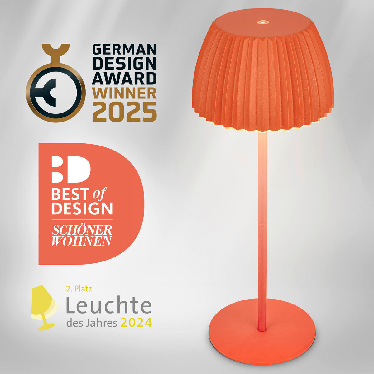 AKKU-TISCHLEUCHTE 14,5/36,5 cm  - Orange, Basics, Kunststoff/Metall (14,5/36,5cm)