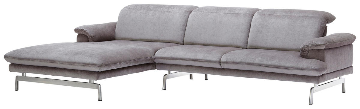 ECKSOFA in Chenille Grau  197/294 cm  - Alufarben/Grau, Design, Textil/Metall (197/294cm) - Joop!