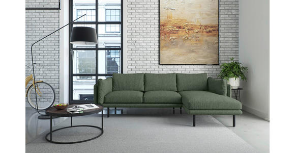 ECKSOFA Grün Flachgewebe - Beige/Schwarz, Design, Textil/Metall (268/160/100cm) - Novel