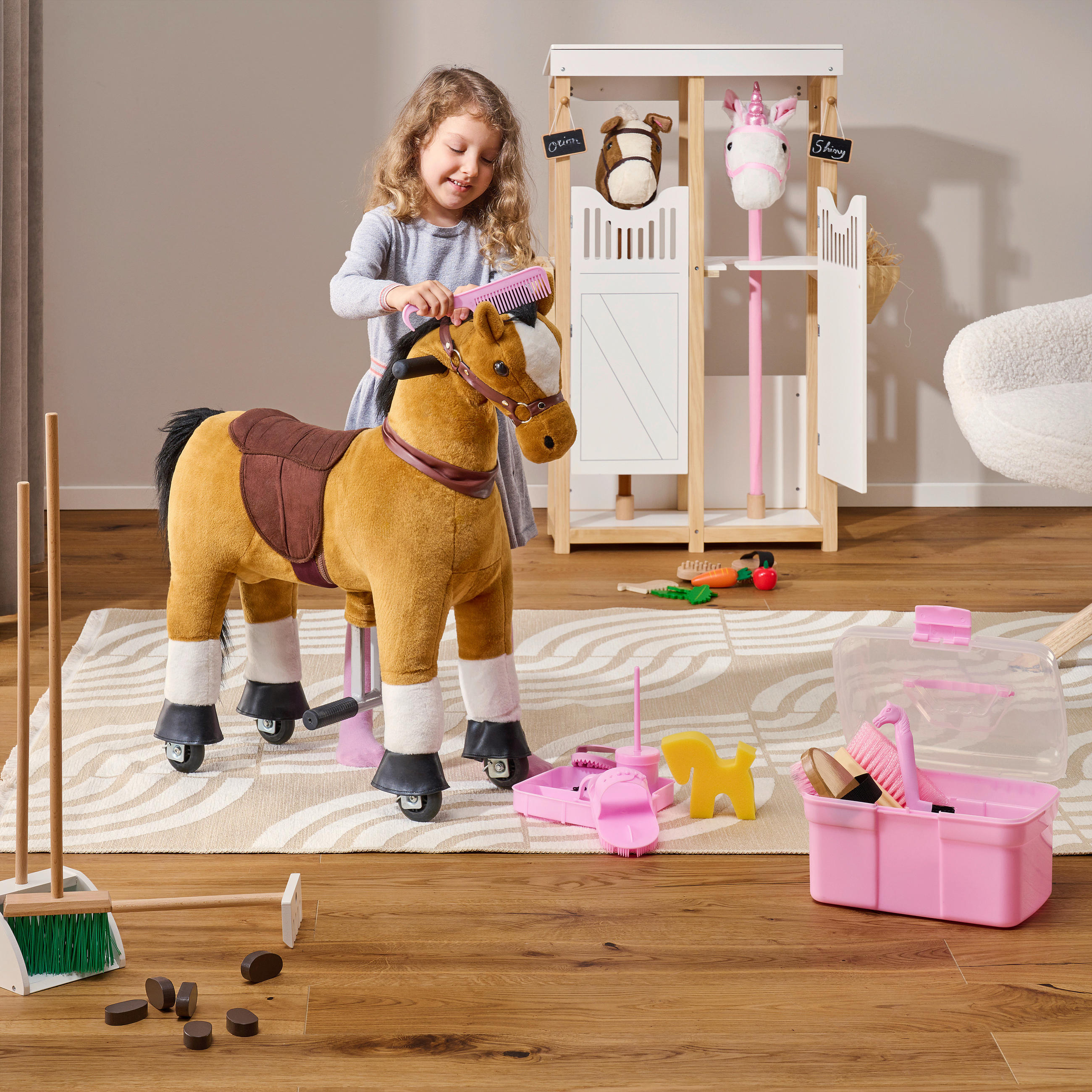 STECKENPFERD - Rosa, Basics, Kunststoff/Textil (80cm) - My Baby Lou
