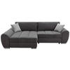 ECKSOFA in Flachgewebe Dunkelgrau  - Chromfarben/Dunkelgrau, Konventionell, Textil/Metall (175/270cm) - MID.YOU