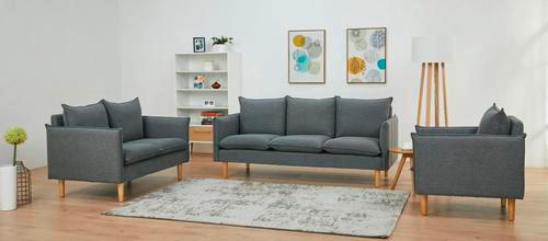 DVOUMÍSTNÁ POHOVKA, textil, tmavě šedá - tmavě šedá/přírodní barvy, Design, dřevo/textil (130/84/82cm) - Livetastic