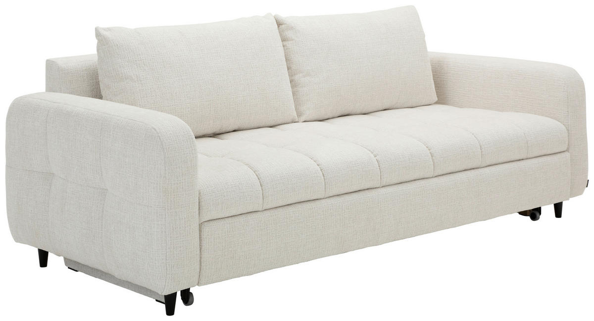 SCHLAFSOFA in Flachgewebe Perlmutt  - Perlmutt/Schwarz, MODERN, Holz/Textil (236/88/101cm) - Stylife