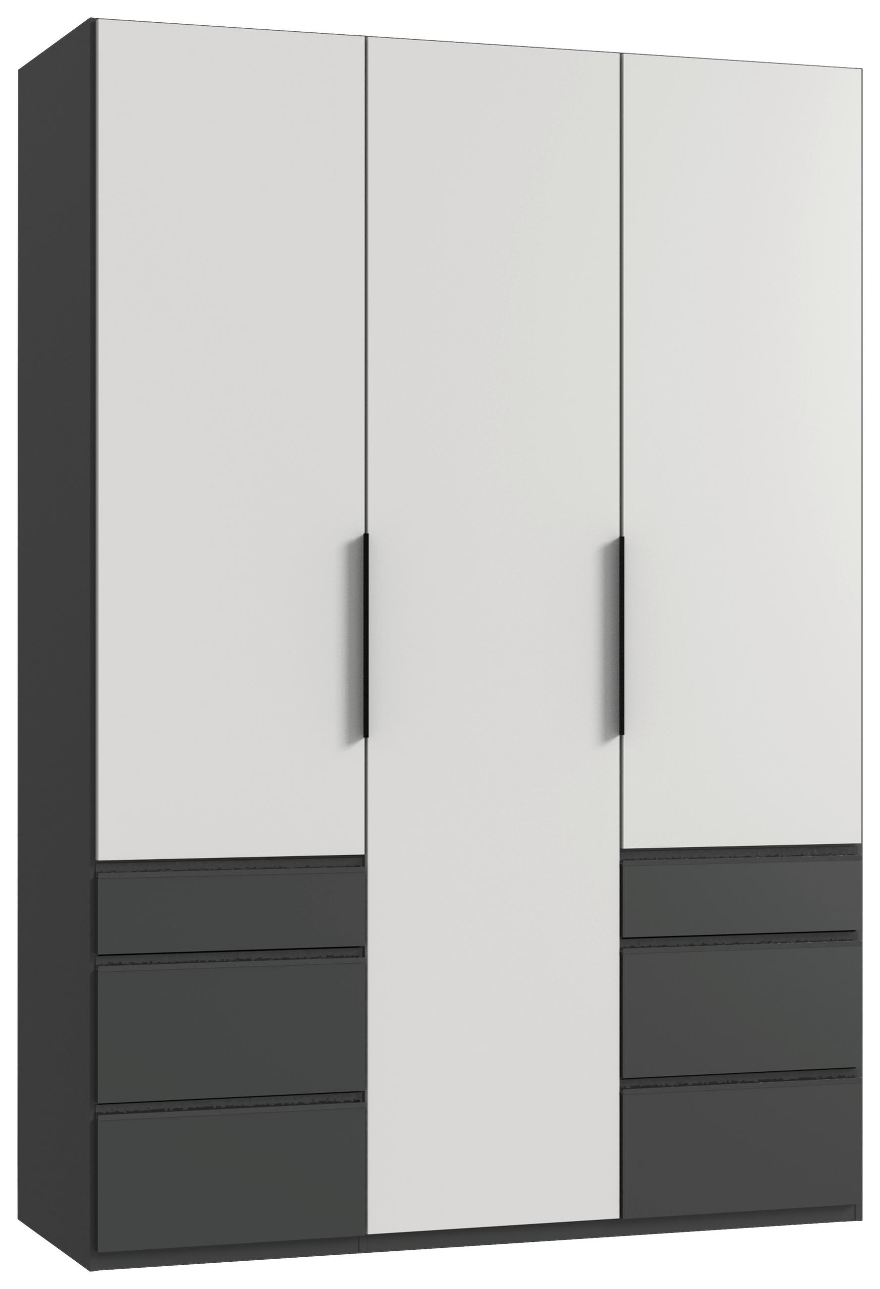 DREHTÜRENSCHRANK in Graphitfarben, Weiss  - Weiss/Schwarz, Konventionell, Holzwerkstoff/Metall (150/236/58cm) - Hom`in