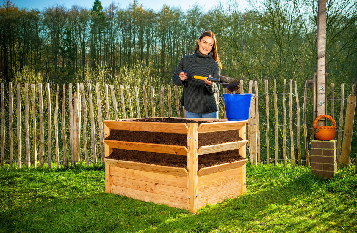 VYVÝŠENÝ ZÁHON   - farba smrekovca, Basics, drevo (124/73/91cm)